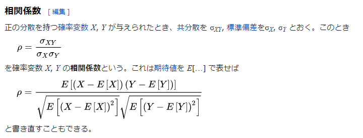 相関係数：Wikipedia参照