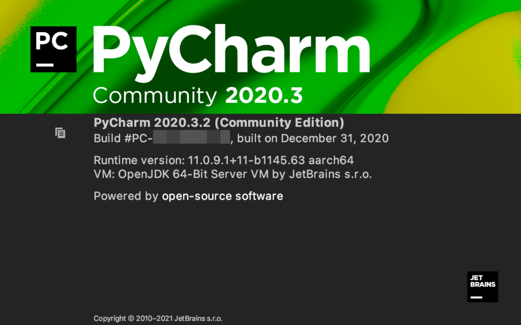 PyCharm バージョン情報