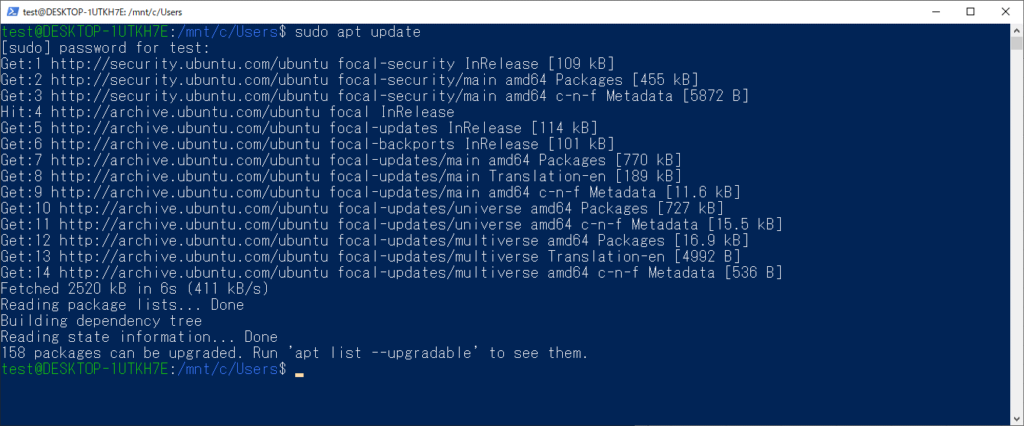 sudo apt update