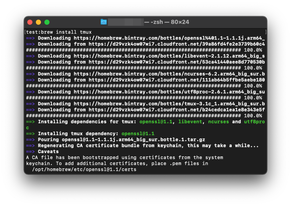 brew install tmux
Mac(M1)でのtmuxインストールコマンド